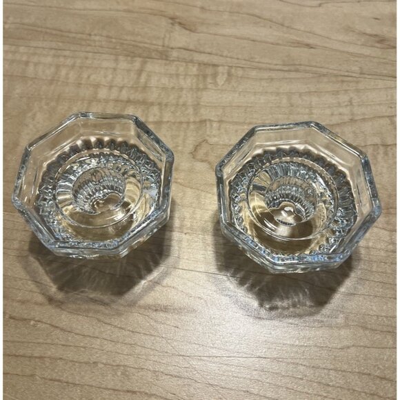 Glass Candleholders Octagonal Shape  (set Of 2) - Picture 2 of 5